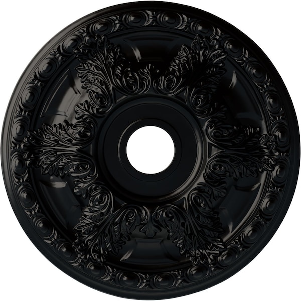 Ekena Millwork Granada Ceiling Medallion (Fits Canopies up to 7 1/8"), 23 3/8"OD x 3 5/8"ID x 2 1/2"P, Jet Black CM23GABLF - main
